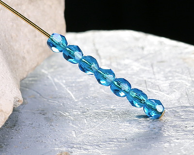 Czech Glass Capri Blue Fire Polished Round 4mm