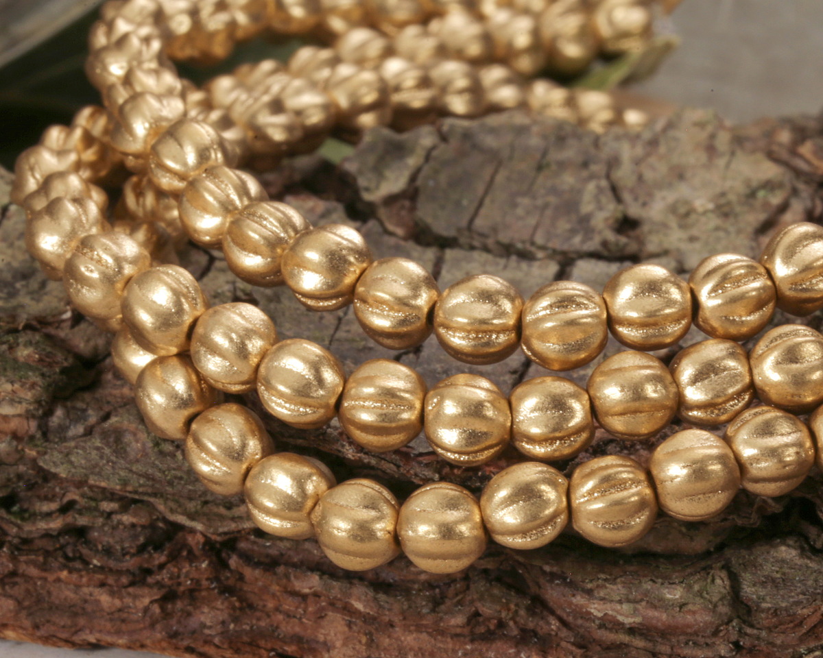 Czech Glass Matte Gold Melon Round 4mm