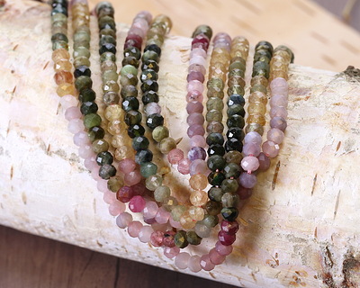 Tourmaline (Ombré) Faceted Rondelle 3x4mm