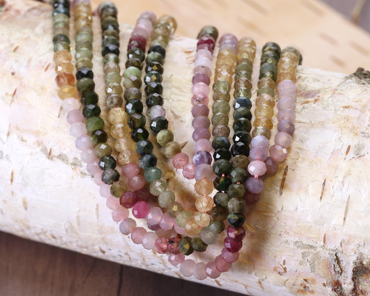 Tourmaline (Ombré) Faceted Rondelle 3x4mm