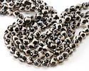 Tibetan (Dzi) Agate Black & White Patterned Faceted Round 10mm