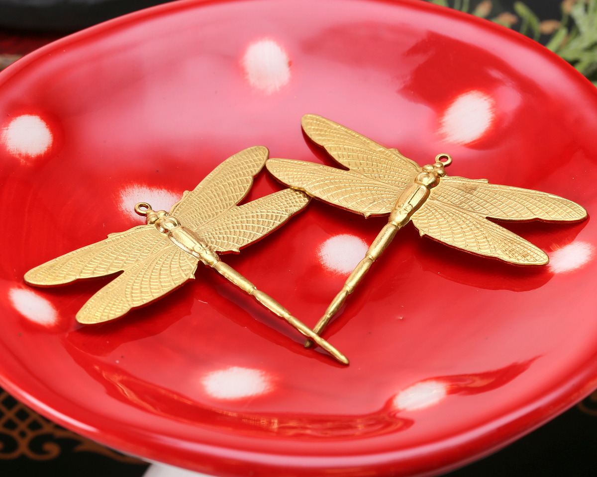 Vintaj Solid Brass Enchanted Dragonfly Focal 49x43mm