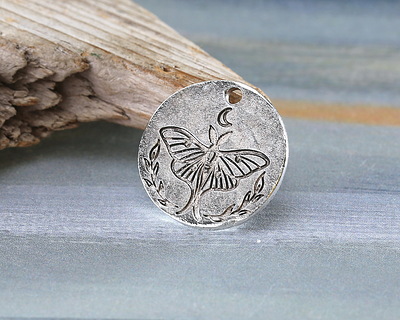 Nunn Design Antique Silver (plated) Small Luna Moth Coin Charm 20.5mm