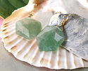 Green Strawberry Quartz w/ Gold Finish Faceted Hexagon Wire Wrapped Pendant 20x25mm