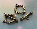 Antique Brass (plated) Roped Toggle Clasp 24x19mm, 27mm Bar
