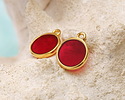 24K Gold (Plated) Transparent Ruby Red Resin Round Focal 12x14mm