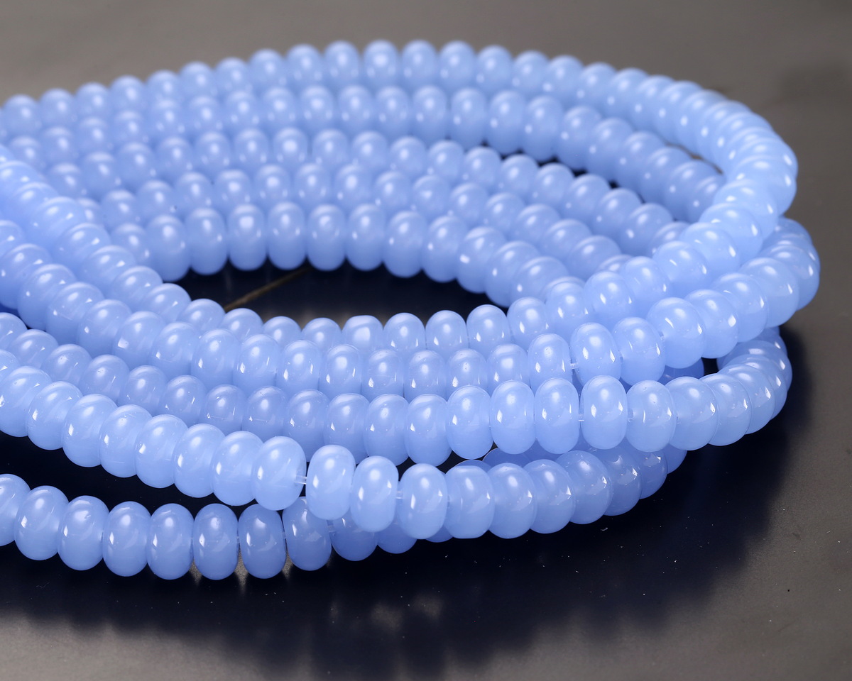 Sapphire Blue Opal Glass Rondelle 5x8mm