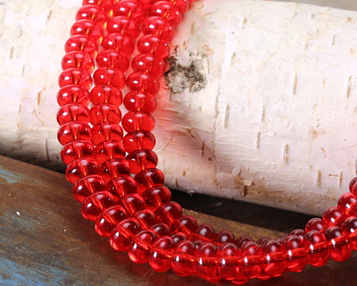 Ruby Red Glass Rondelle 5x8mm