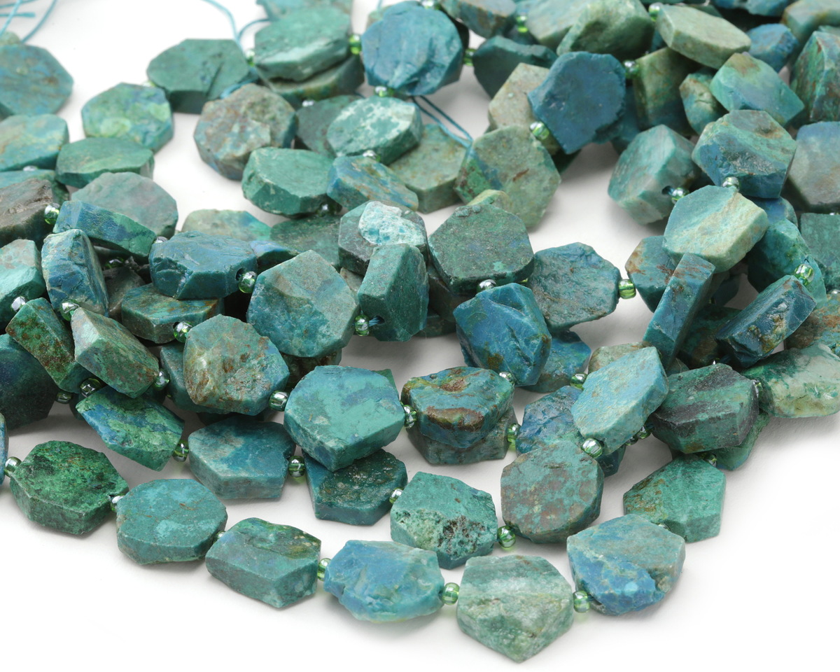 Chrysocolla Natural Cut Octagonal Slice 15-18x14-18mm