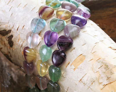 Rainbow Fluorite Puff Heart 12mm