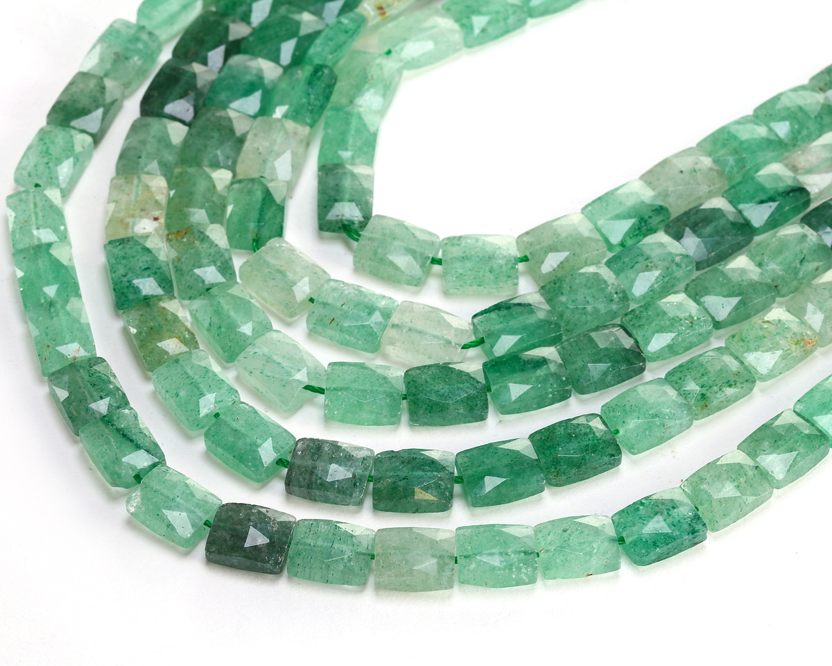 Green Strawberry Quartz (A) Microfaceted Rectangle 10x8mm