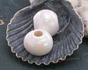 Mykonos Ceramic Iridescent White Rondelle 13x15-16mm
