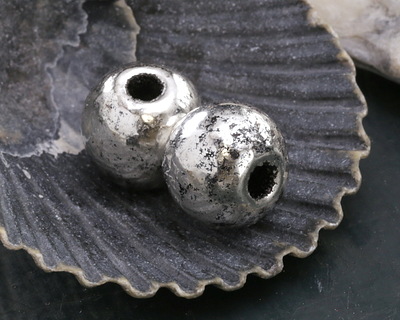 Mykonos Metalized Ceramic Antique Silver Rondelle 10x13mm
