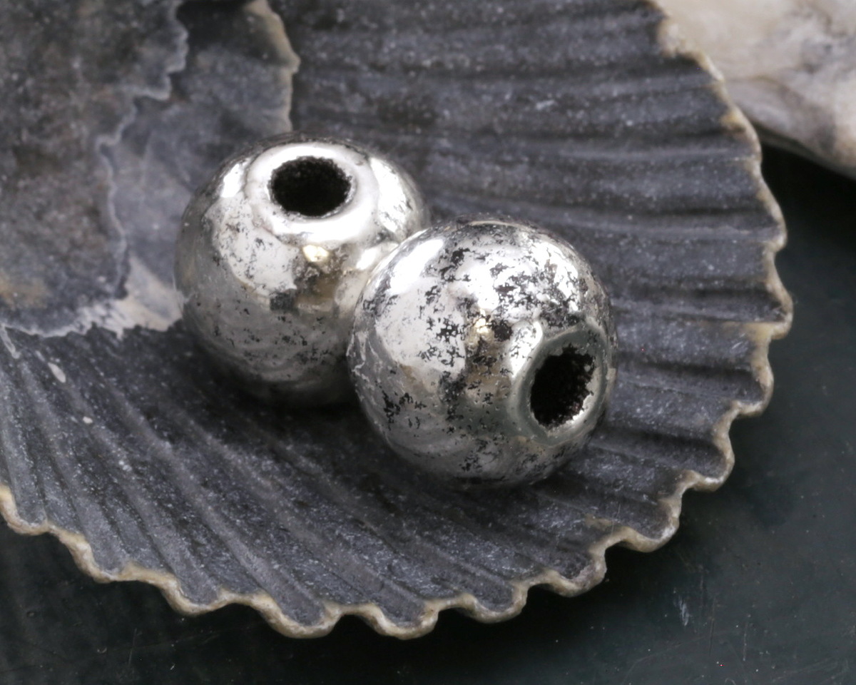 Mykonos Metalized Ceramic Antique Silver Rondelle 10x13mm
