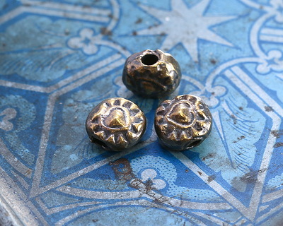 Mykonos Antique Brass (plated) Folksy Heart Bead 7mm