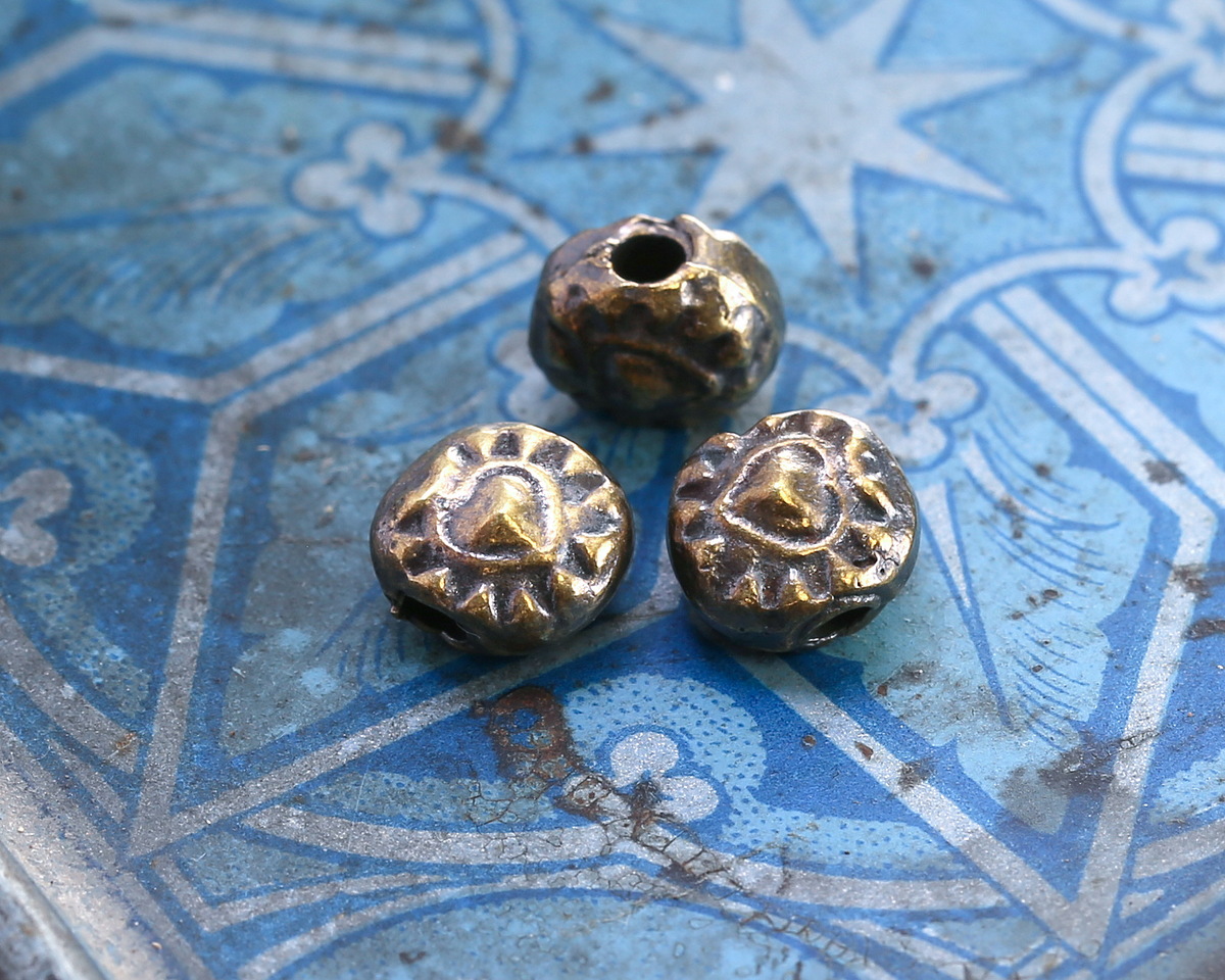 Mykonos Antique Brass (plated) Folksy Heart Bead 7mm