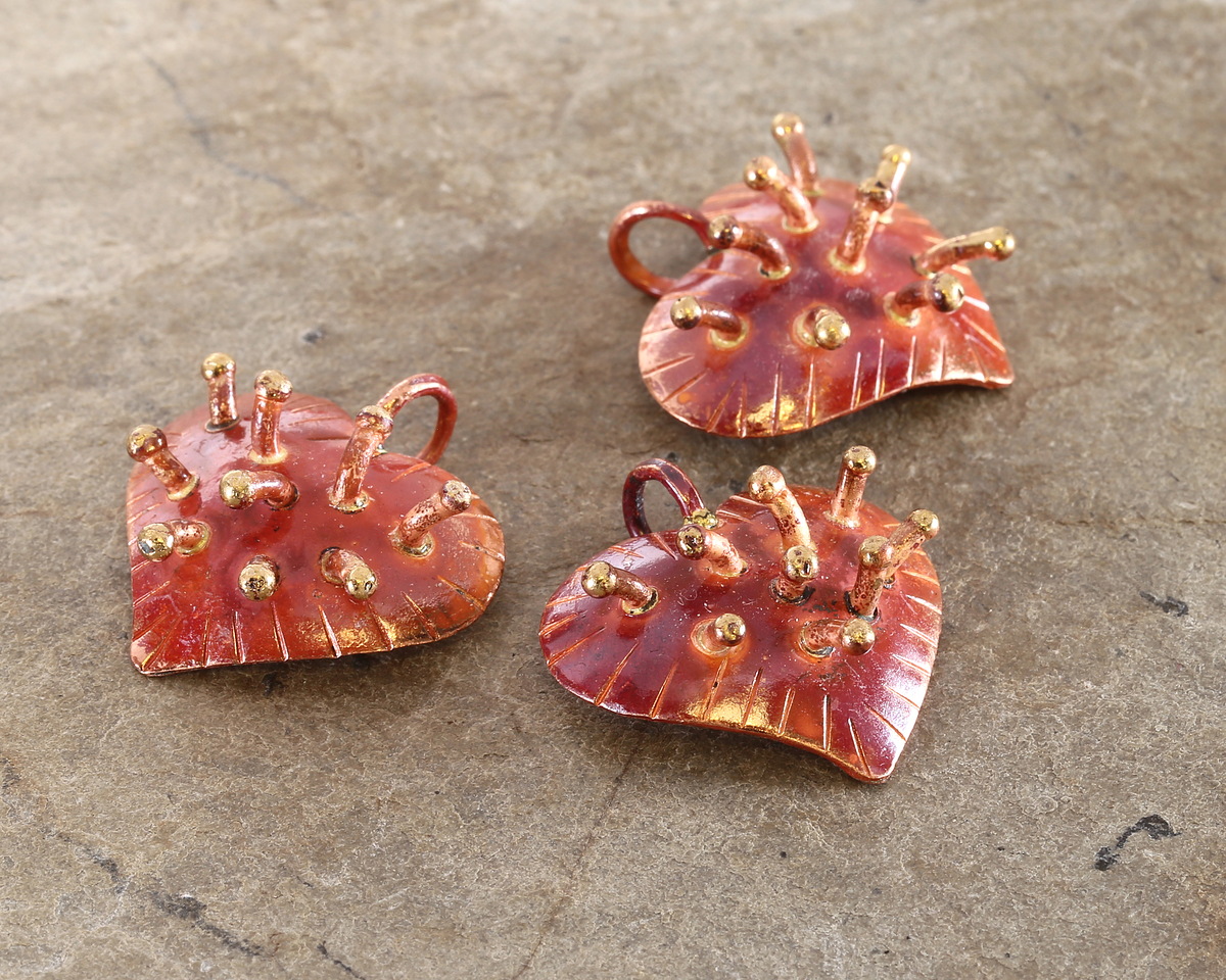 Patricia Healey Copper & Brass Spikey Heart Pendant 25x26mm