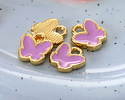 24K Gold (plated) Lilac Enamel Butterfly Focal 9x9.5mm