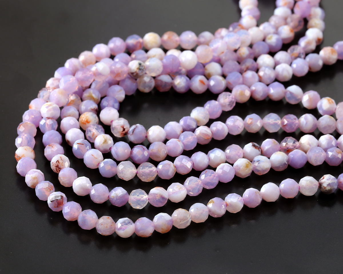 Flower Lavender Moon Quartz Microfaceted Round 5mm