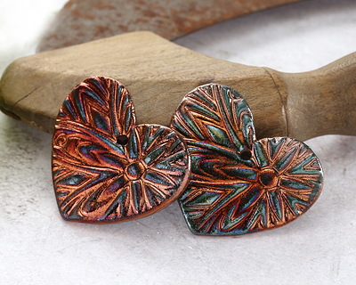Xaz Raku Flash Starburst Heart Focal 44-46x37-39mm