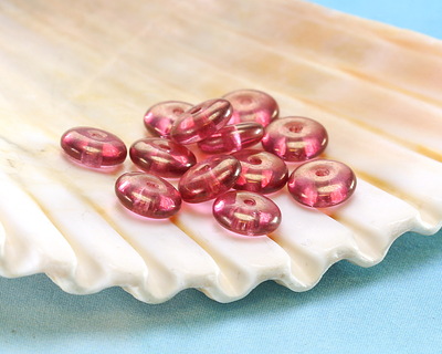 Czech Glass Raspberry w/ Gold Luster Spacer 2x6mm