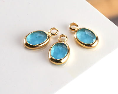 Capri Crystal Oval Drop in Gold Finish Bezel 6x8mm