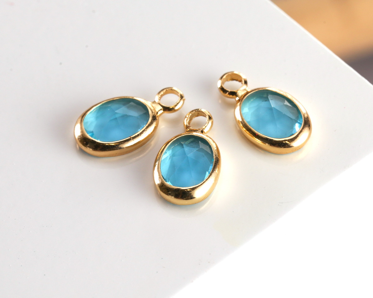 Capri Crystal Oval Drop in Gold Finish Bezel 6x8mm