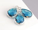 Pacific Blue Crystal Teardrop in Silver Finish Bezel 10.5x18mm