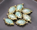 Brazilian Amazonite Faceted Puff Leaf Focal w/ Gold Finish 14x22mm
