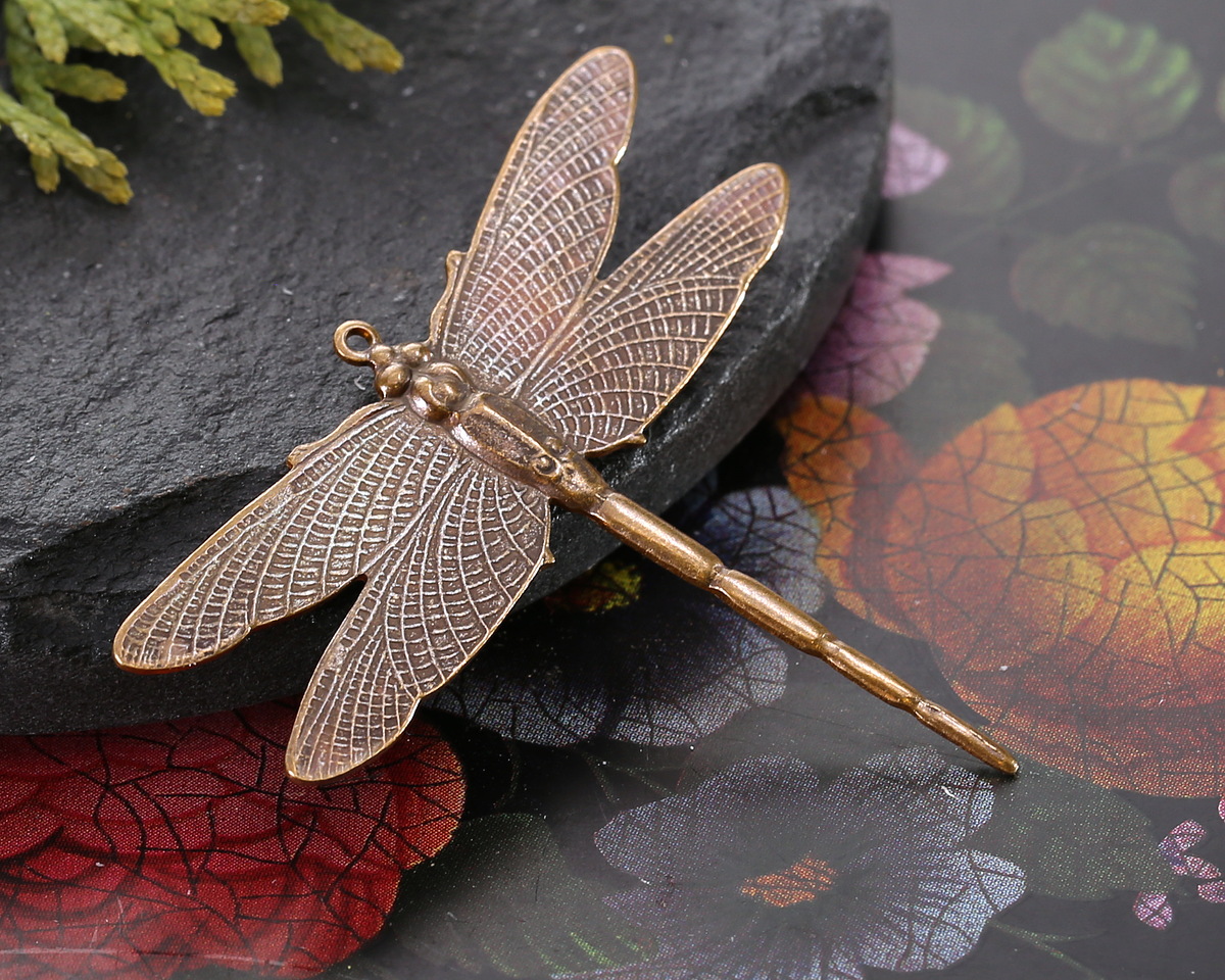 Vintaj Natural Brass Enchanted Dragonfly Focal 49x43mm