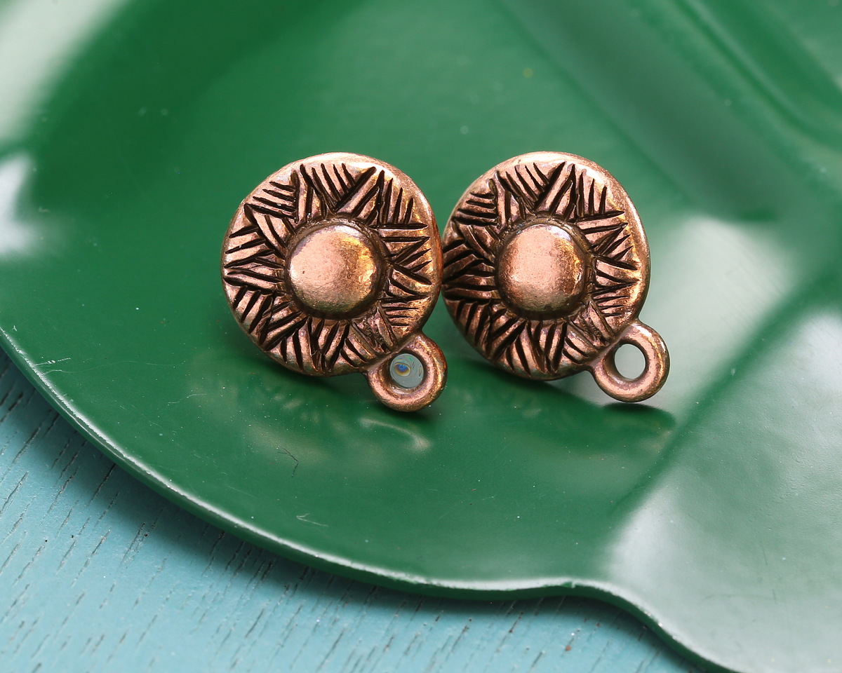 TierraCast Antique Copper (plated) Woven Ear Post 14x12mm