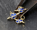 18k Gold (plated) Blue Enamel Saturn Focal 15.5x10mm
