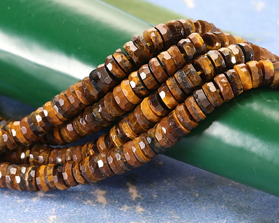 Tiger Eye Microfaceted Heishi 2x6mm