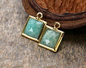 Brazil Amazonite w/ Gold Finish Faceted Square Focal 10x13mm