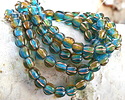 Czech Glass Rainforest w/ Copper Wash Large Hole Melon Round 6mm