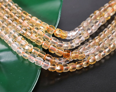 Citrine (AA) Ombré Microfaceted Miracle Cube 3mm