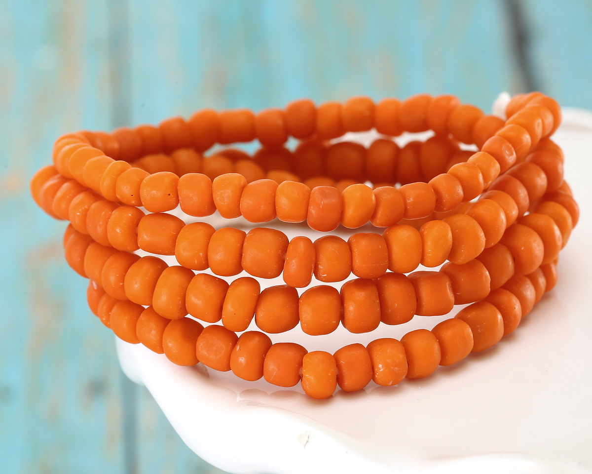 Java Glass Tangerine Graduated Gooseberry Beads 3-6x4-6mm