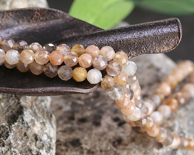 Gray Multi (light) Moonstone Faceted Round 4mm