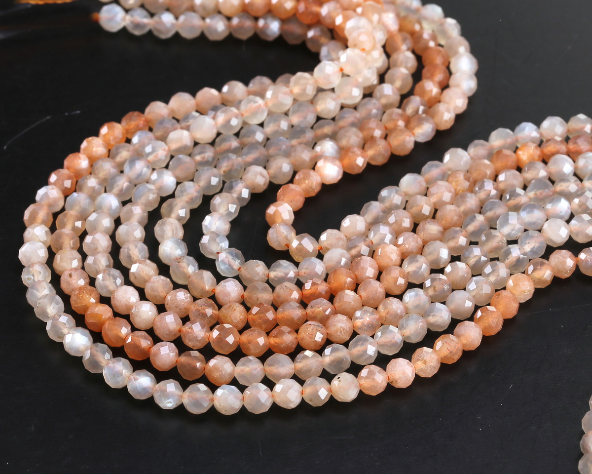 Moonstone (Multi-Ombré) Faceted Round 4-4.5mm
