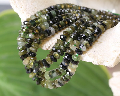 Green Tourmaline Microfaceted Rondelle 2x4mm