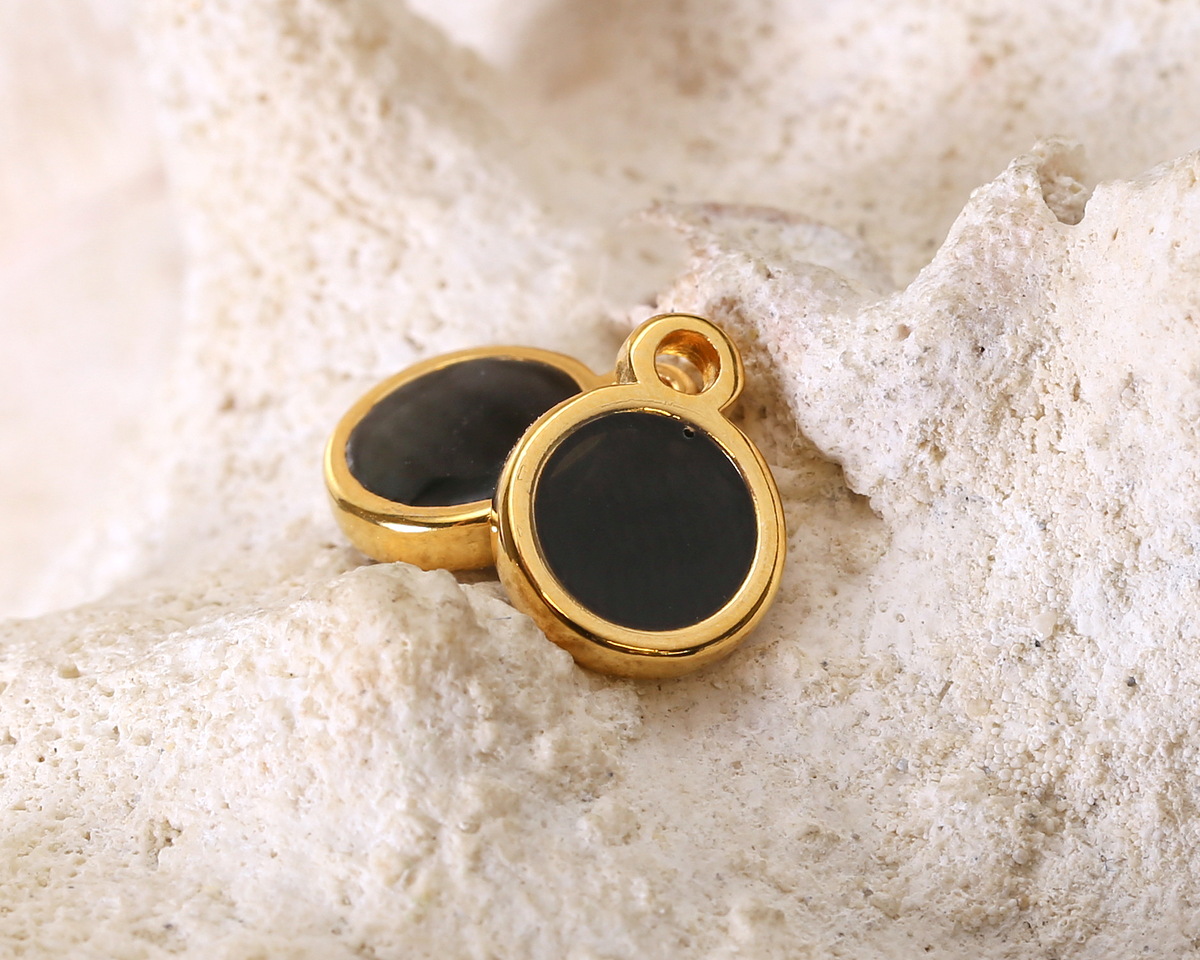 24K Gold (Plated) Transparent Jet Resin Round Focal 8x11mm