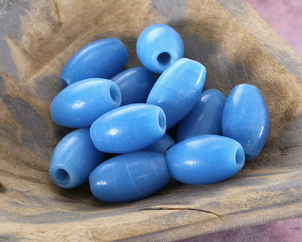 African Glass Dogon Aqua Rice 23-24x14-15mm