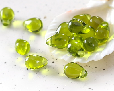 Czech Glass Olivine Teardrop 6x9mm