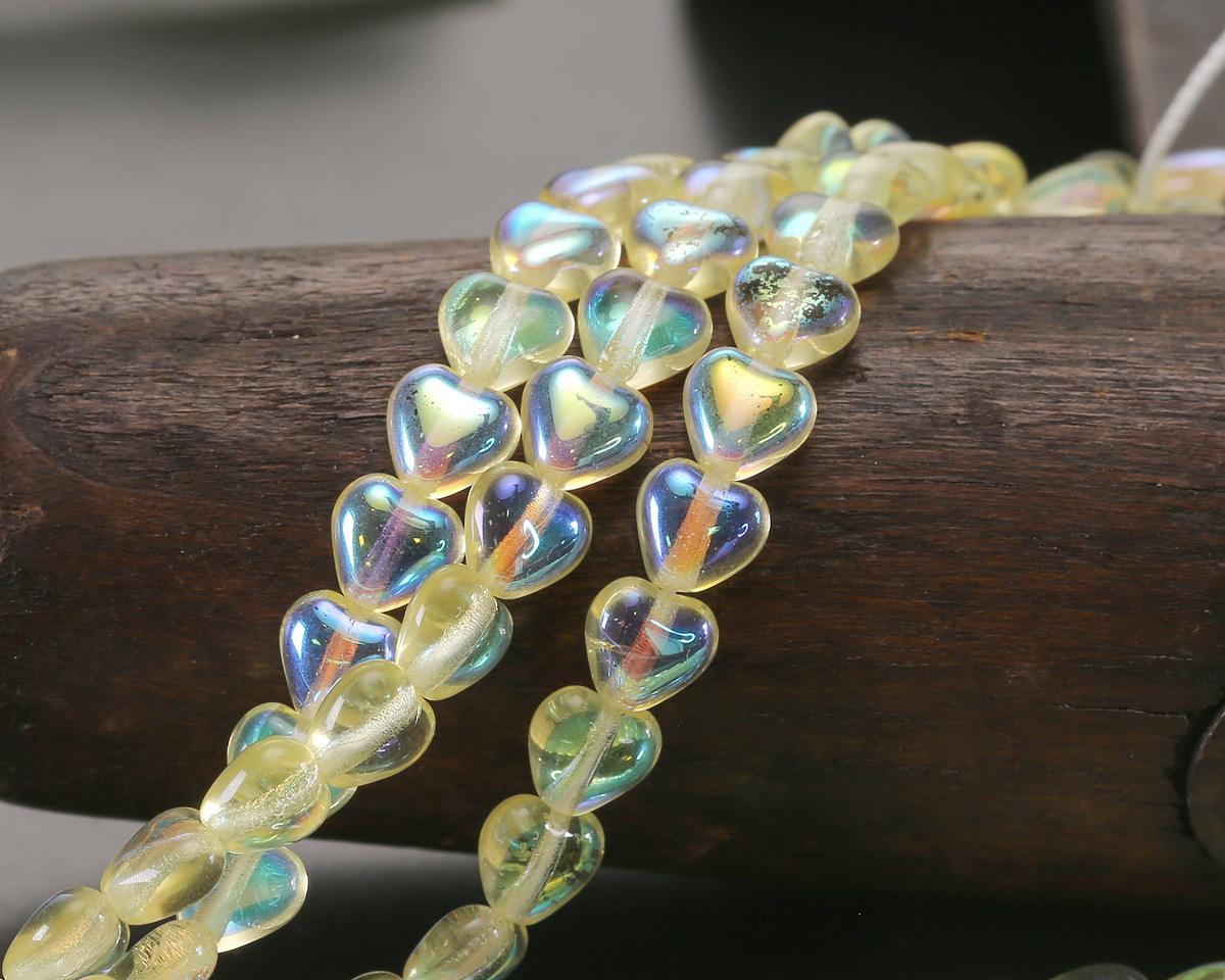 Czech Glass Jonquil AB Small Heart 6mm