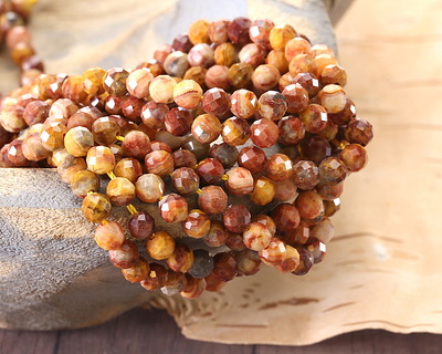 Crazy Lace Agate (red) Faceted Round 4mm