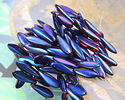 Czech Glass Iris Blue on Hyacinth Dagger 5x16mm