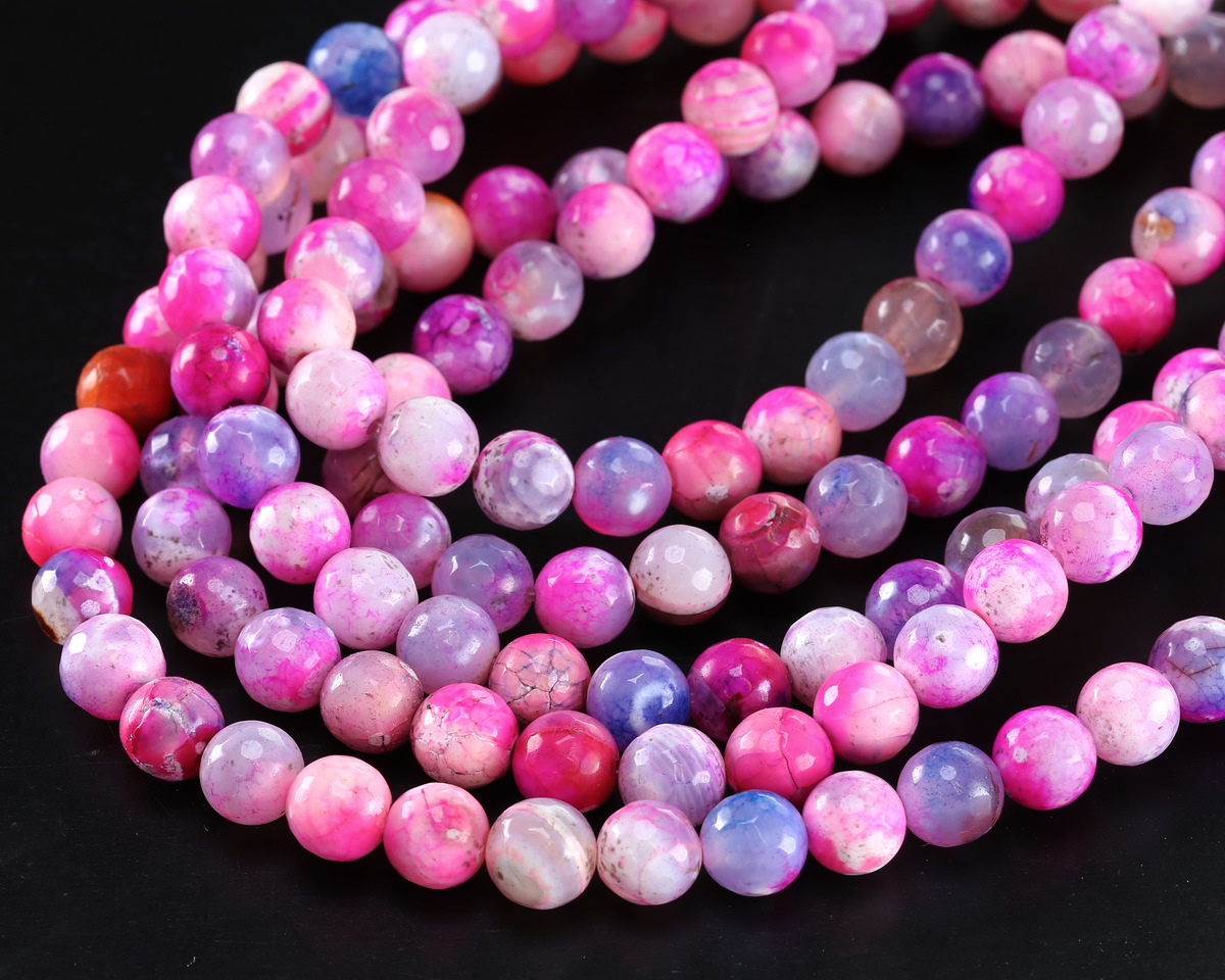 Orchid Fire Agate Faceted Round 8mm
