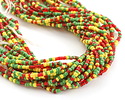 African Glass Red/Green/Yellow Seed Bead Mix 2-3mm