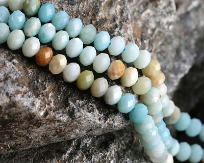 Black Gold Amazonite (Ombré) Faceted Rondelle 4x6mm