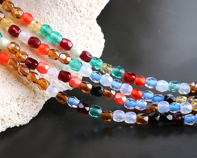 Czech Glass Multi Color Fire Polished Round 3mm
